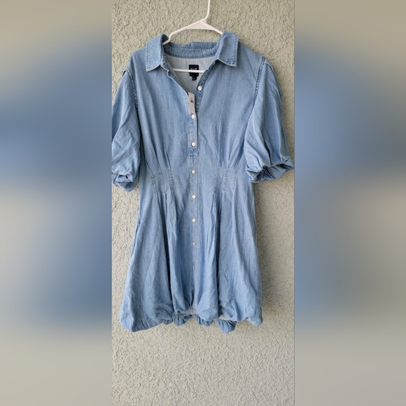 NWT GAP Light Blue Button-Up Mini Dress - Picture 3 of 10